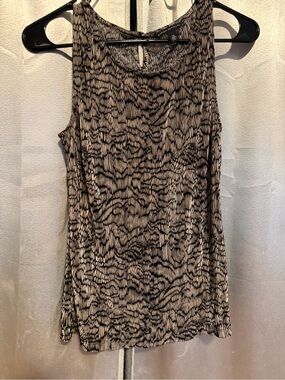 Banana Republic Black & Cream Printed Sleeveless Tank